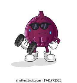 fig lifting dumbbell vector. cartoon character