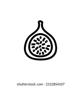 Fig outlined icon. Vector fruit logo isolated on white background. Vegetarian food symbol, media glyph for web