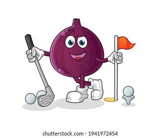fig playing golf vector. cartoon character