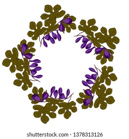 Fig, scavnici. Wreath. Vector illustration.