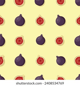Fig seamless pattern. Vegan organic eco fruit background. vector illustration.