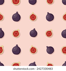 Fig seamless pattern. Vegan organic eco fruit background. vector illustration.