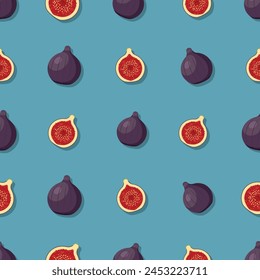 Fig seamless pattern. Vegan organic eco fruit background. vector illustration.
