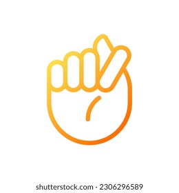 Fig sign pixel perfect gradient linear vector icon. Offensive hand gesture. Obscene non verbal communication. Thin line color symbol. Modern style pictogram. Vector isolated outline drawing