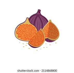 Cortes de leña. Acercamiento. Imagen multicolor de una higuera sobre un fondo blanco. Ilustración vectorial.