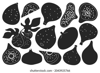 Fig vector black set icon. Vector illustration fruit on white background. Isolated black set icon fig.