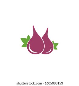 Fig. Vector illustration. Tropical fruit with fig leaf icon illustration design 