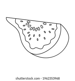 Fig vector outline icon. Vector illustration slice fruit on white background. Isolated outline illustration icon of fig.