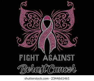 Fight Against Berets Cancer Rhinestone t-shirt design