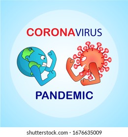 Fight against CoronaVirus. Coronavirus 2019-nCoV. Coronavirus illustration. influenza pandemic. Virion of Corona-virus. -Vector