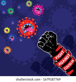 Fight Against Coronavirus 2019-nCOV vector illustration. Banner or poster design of world pandemic.