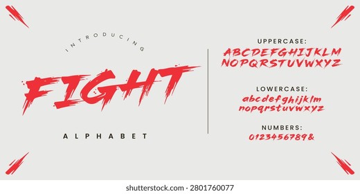 Fight aggressive brush stroke dynamic action sport display font for energetic design