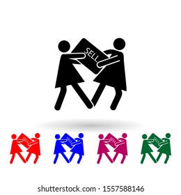 Fight among womens multi color icon. Simple glyph, flat vector of black friday icons for ui and ux, website or mobile application