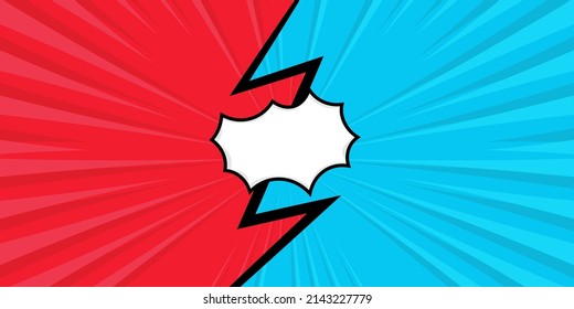 Fight backgrounds comics style design. Vector illustration. Versus. vs. Pop art comic background with red and blue speed line background. Cartoon Vector Illustration.