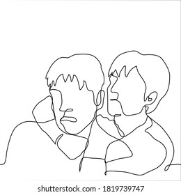 fight between two men. an aggressive man grabbed another by the neck, the victim twisted his mouth from suffocation. one continuous line drawing concept of attack, aggression, violence, criminal