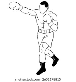 Fight Boxing Outline Illustration Fighter Digital Drawing Line art