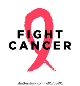 Fight Cancer Poster Pink Ribbon Stock Vector (Royalty Free) 601753691 ...