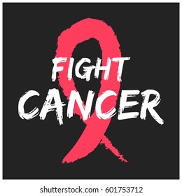 Fight Cancer Poster With Pink Ribbon