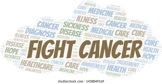 Fight Cancer word cloud. Vector made with text only.