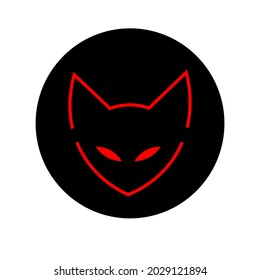 fight cat logo. asia Fox icon vector. cat with a bandage. arts Japan. black red logo.