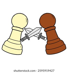 fight chess illustration hand drawn isolated vector