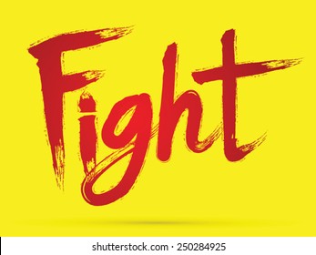 Fight, Chinese Brush Grunge Font ,designed Using Black And Red Brush Handwriting, Logo, Symbol, Icon, Graphic, Vector.