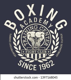 fight club boxing gym academy vector print for boy t shirt grunge effect in separate layer