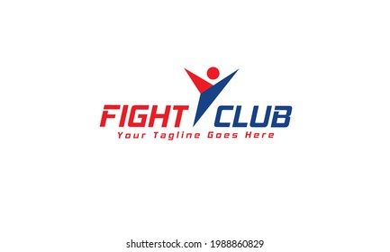 Fight club logo design vector. Abstract sport logo template isolated on white