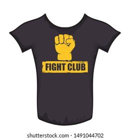 fight club logo with grunge orange man fist. MMA Mixed martial arts concept design template. Fighting club orange label for print on tee 