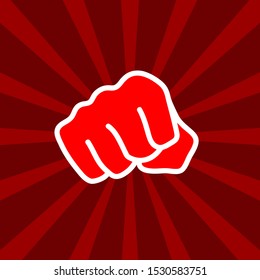 Fight club logo, red fists icon, boxing, power sign. Vector design