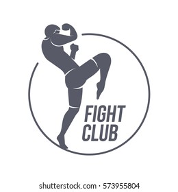 Fight club logo templates. Fitness, Aerobic, workout exercise in gym. Sport badges and labels. Black and white logo templates for your design. Vector illustration isolated on white background.