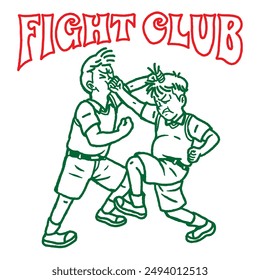 fight club sign logo design with a drawing of two young kids fighting suitable for martial arts gym logo