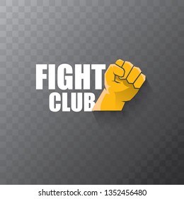 fight club vector logo with orange man fist isolated on transparent background. MMA Mixed martial arts concept design template
