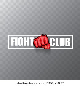 fight club vector logo with red man fist isolated on transparent background. MMA Mixed martial arts concept design template