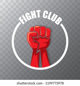 fight club vector logo with red man fist isolated on transparent background. MMA Mixed martial arts concept design template