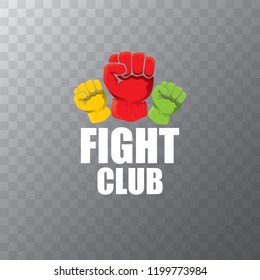 fight club vector logo with red man fist isolated on transparent background. MMA Mixed martial arts concept design template