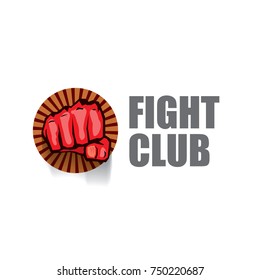 fight club vector logo with red man fist isolated on white background. MMA Mixed martial arts concept design template