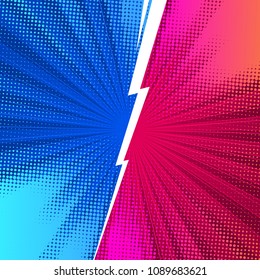 Fight comics style  backgrounds with lightning. Vector illustration. Versus. vs.