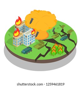 Fight concept banner. Isometric banner of fight vector concept for web, giftcard and postcard