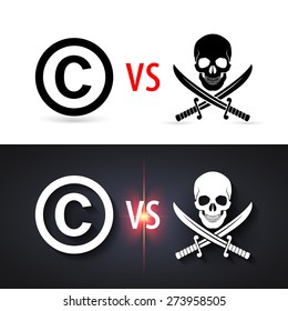 Fight copyright piracy. Protection sign, authorship business