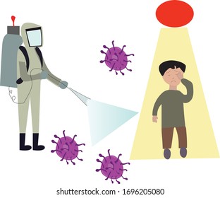 Fight Corona virus and use mask for safety flat illustration