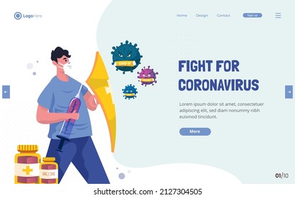 Fight for coronavirus all variants flat design concept