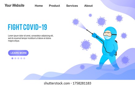 Fight Coronavirus Concept. Modern flat web landing page design template. Vector illustration