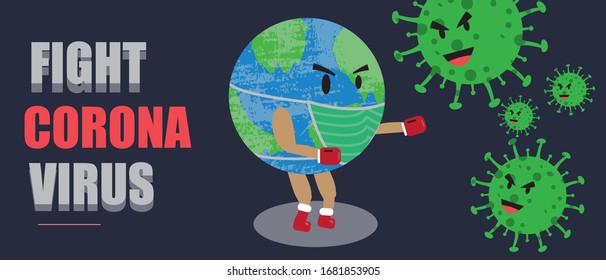 fight coronavirus, earth vs virus, vector ilustrasion eps 10, Background animation, coronavirus 2019 - ncov quarantine