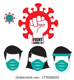 Fight Coronavirus set vector illustration for commercial use