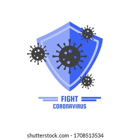 Fight coronavirus shield logo vector. You can use for illustration, background, print, website, add to presentation slide, etc
