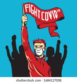 Fight COVID 19, Coronavirus Propaganda Poster Vector Illustration