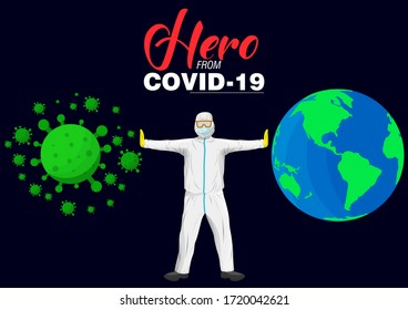 Fight Covid-19 conceptual design ilustration vector