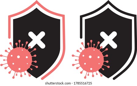 Fight COVID-19 icon. Protect yourself from coronavirus. shield fight with bacteria microorganism virus. Novel virus outbreak concept. Flat icon, illustration design
