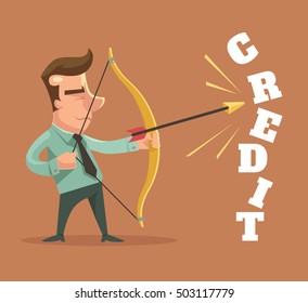 Fight with credits. Vector flat cartoon illustration